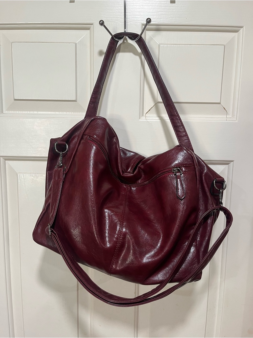 Burgundy Slouchy Hobo Shoulder Bag